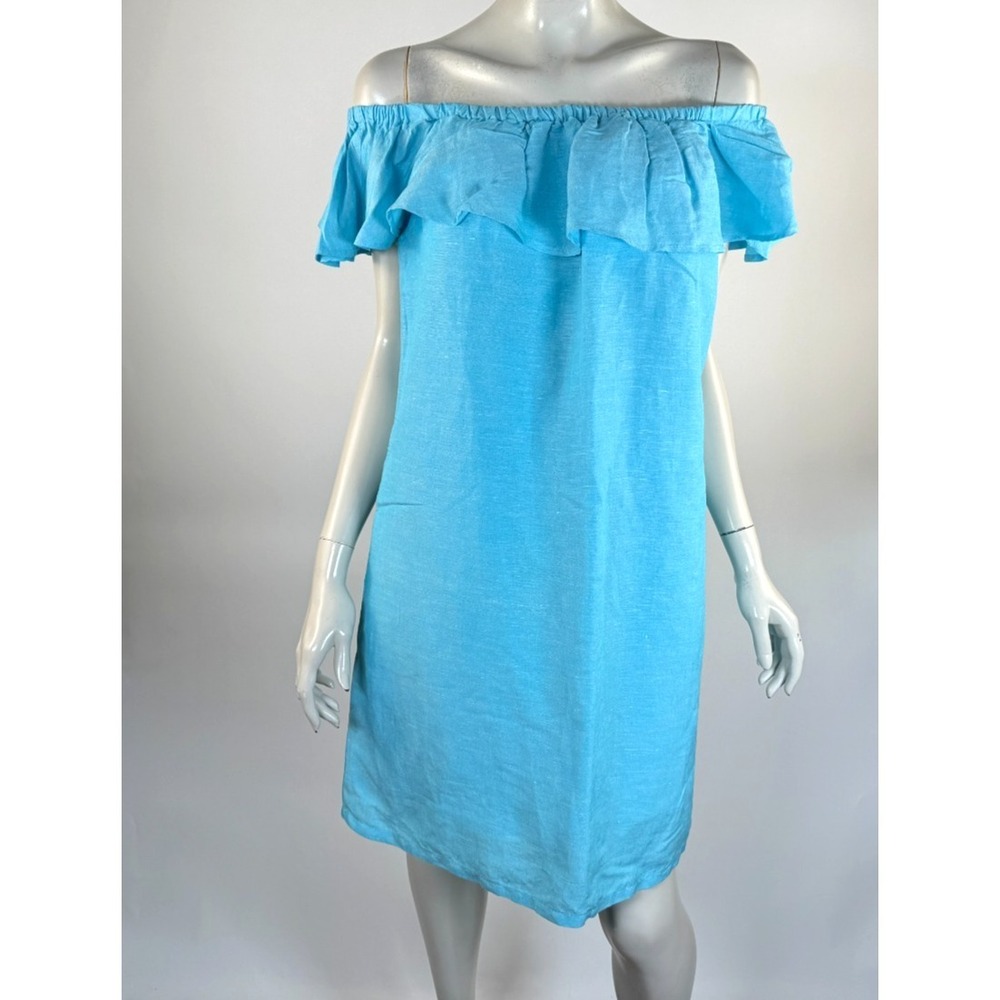 Tommy Bahama St. Lucia Ruffle Linen Blend Cover-Up Dress Women L NWT LinedPocket